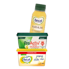 Becel margarine
of ProActive
kuip à 500 gram
of bakboter
fles à 450/500 ml